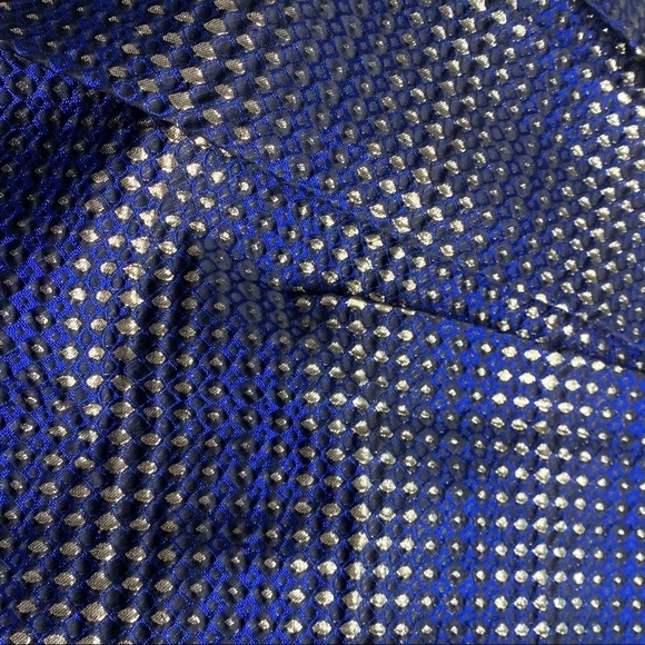 Carmen Marc Valvo Metallic A Line Plunging a neck black blue gold 6 - Picture 8 of 9